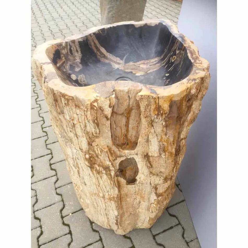 Pia de pedestal design em pedra natural Ley, feito à mão Viadurini