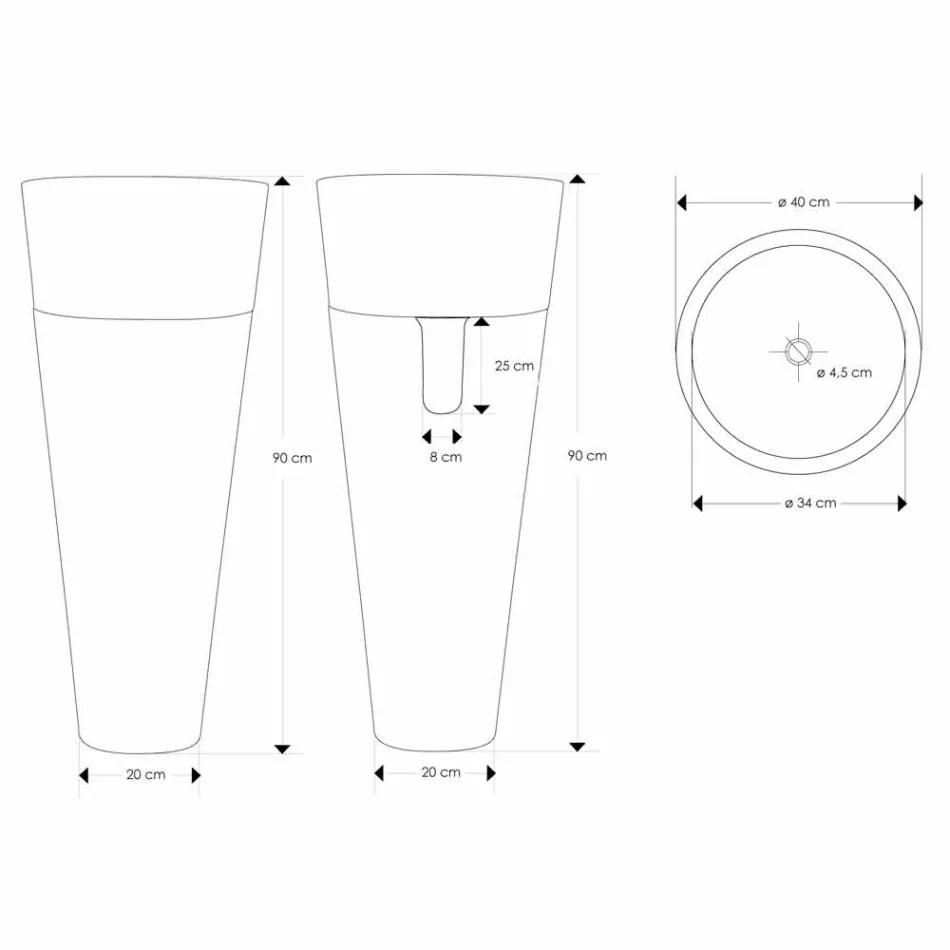 Lavatório de coluna de design moderno em mármore preto brilhante - Merlo Viadurini