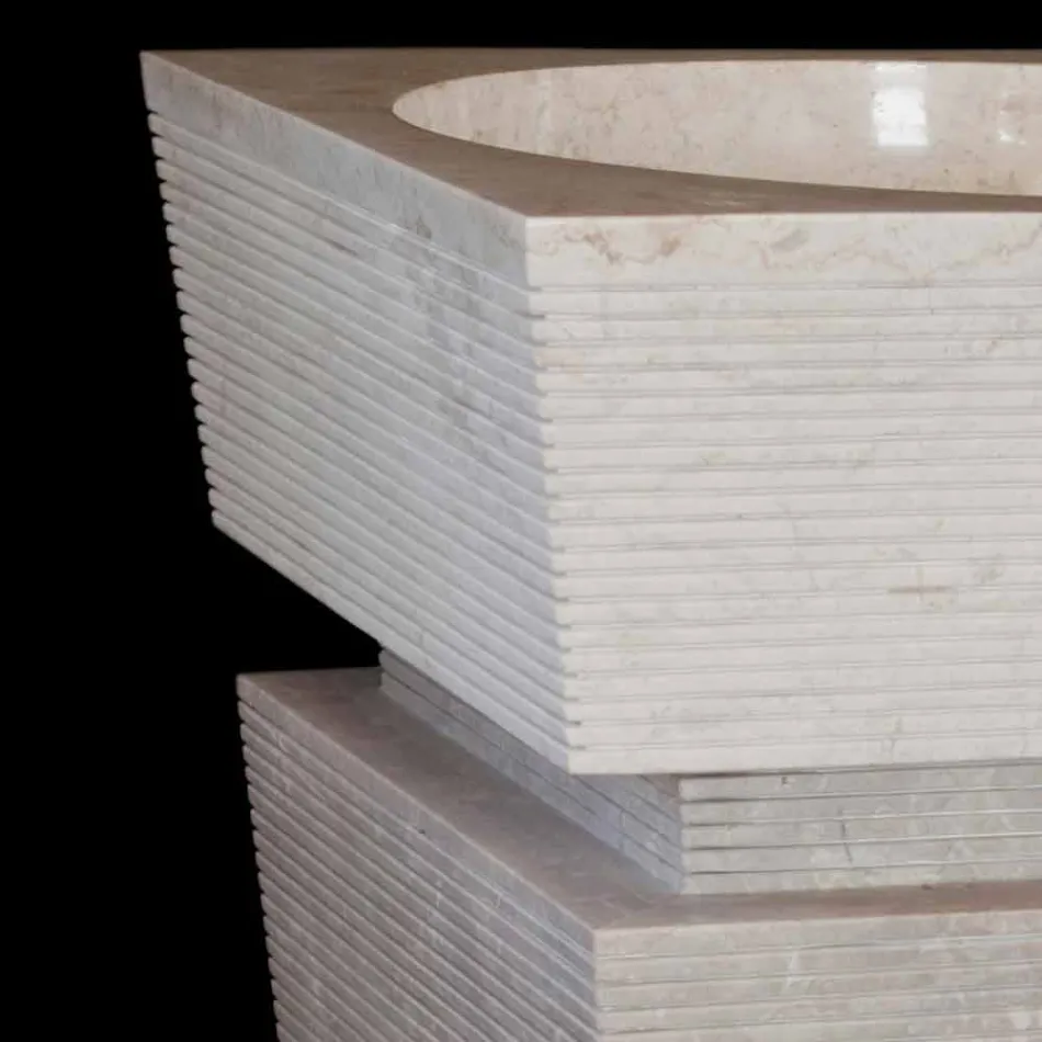 lavatório montado naturalmente Sire white stone, handmade Viadurini