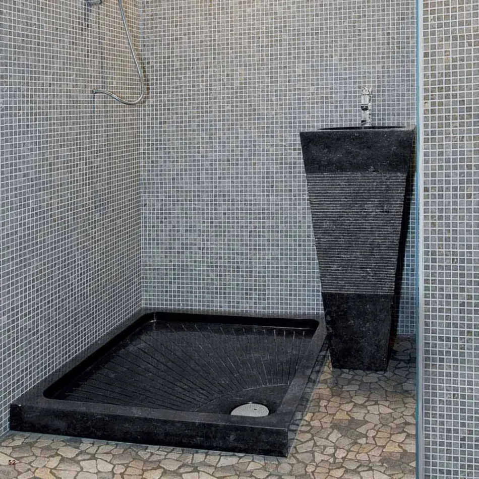 Lavatório Coluna Pedra da Pirâmide Natural Preto Nias Viadurini