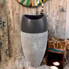 Lavatório Coluna Esférica Pedra Natural Preto Gili Viadurini