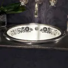 Pia embutida barroca embutida em argila de fogo feita na Itália, Otis Viadurini