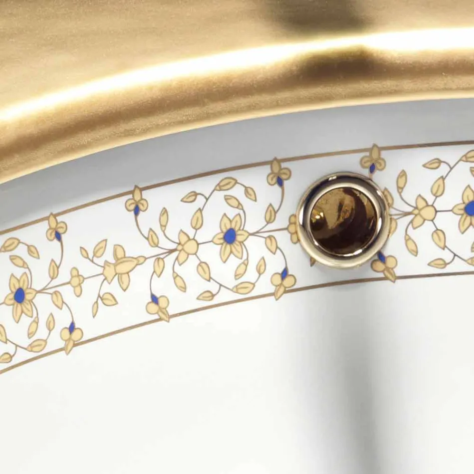 Design barroco pia embutida em argila de fogo feita na Itália, Egeu Viadurini