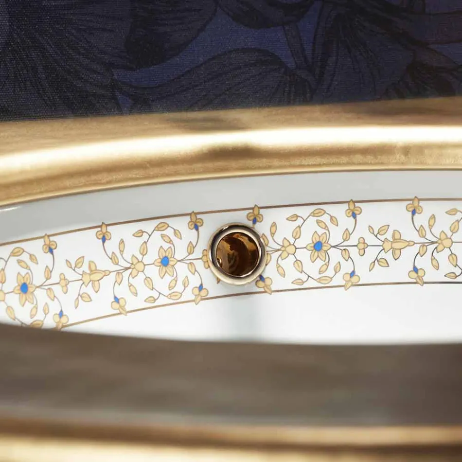 Design barroco pia embutida em argila de fogo feita na Itália, Egeu Viadurini