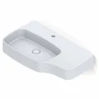 Lavatório de cerâmica moderno de parede feito na Itália, Hamlet Viadurini