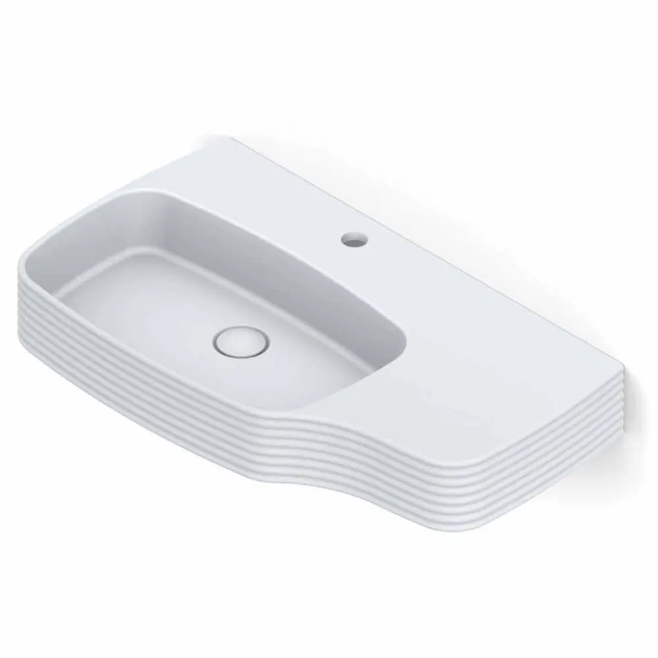 Lavatório de cerâmica moderno de parede feito na Itália, Hamlet Viadurini