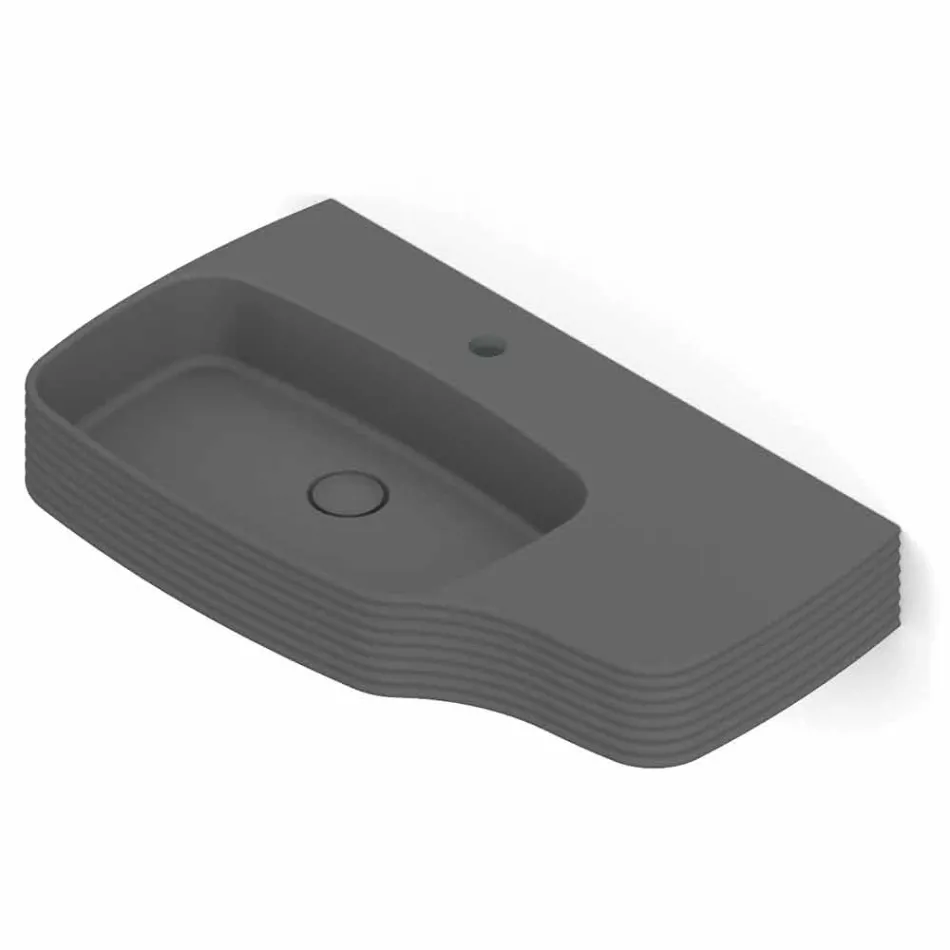 Lavatório de cerâmica moderno de parede feito na Itália, Hamlet Viadurini