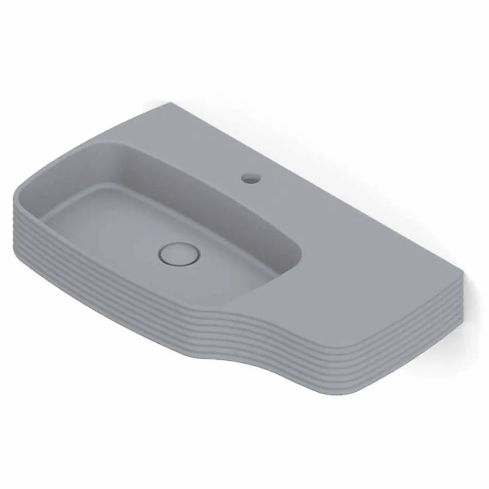 Lavatório de cerâmica moderno de parede feito na Itália, Hamlet Viadurini