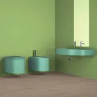 Lavatório de cerâmica moderno de parede feito na Itália, Hamlet Viadurini