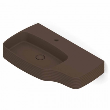 Lavatório de cerâmica moderno de parede feito na Itália, Hamlet Viadurini