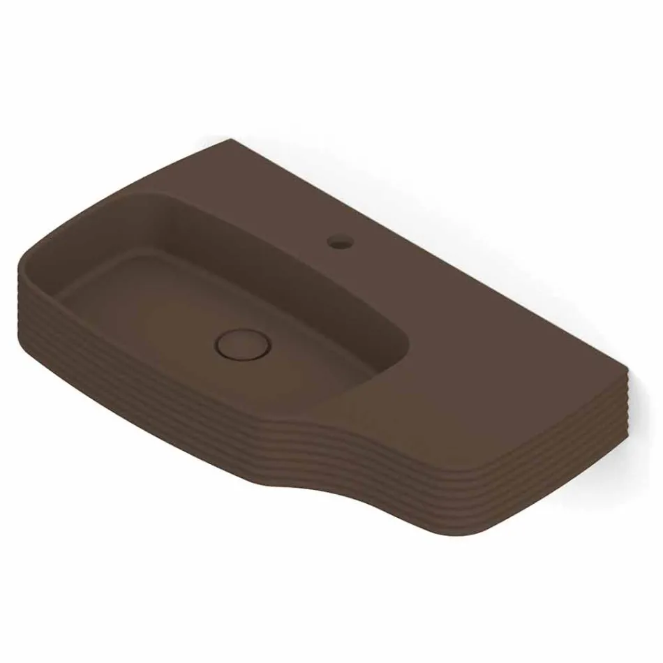 Lavatório de cerâmica moderno de parede feito na Itália, Hamlet Viadurini