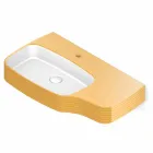 Lavatório de cerâmica moderno de parede feito na Itália, Hamlet Viadurini