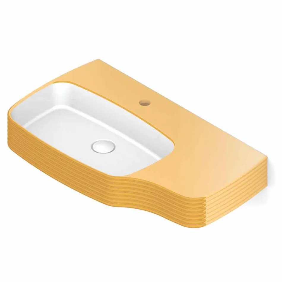 Lavatório de cerâmica moderno de parede feito na Itália, Hamlet Viadurini