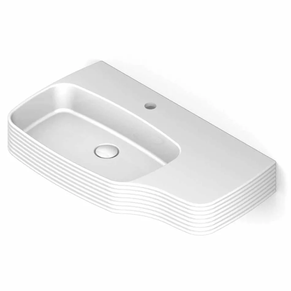 Lavatório de cerâmica moderno de parede feito na Itália, Hamlet Viadurini