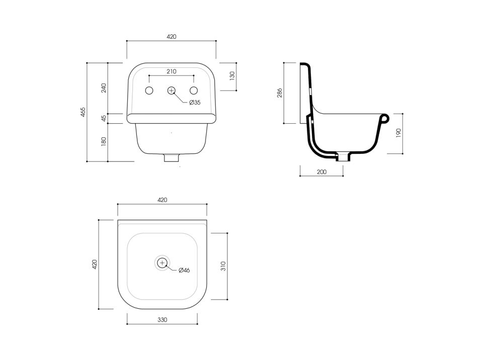 Lavatório Suspenso para Banheiro em Cerâmica Branca e Colorida 42 cm - Meridiano Viadurini