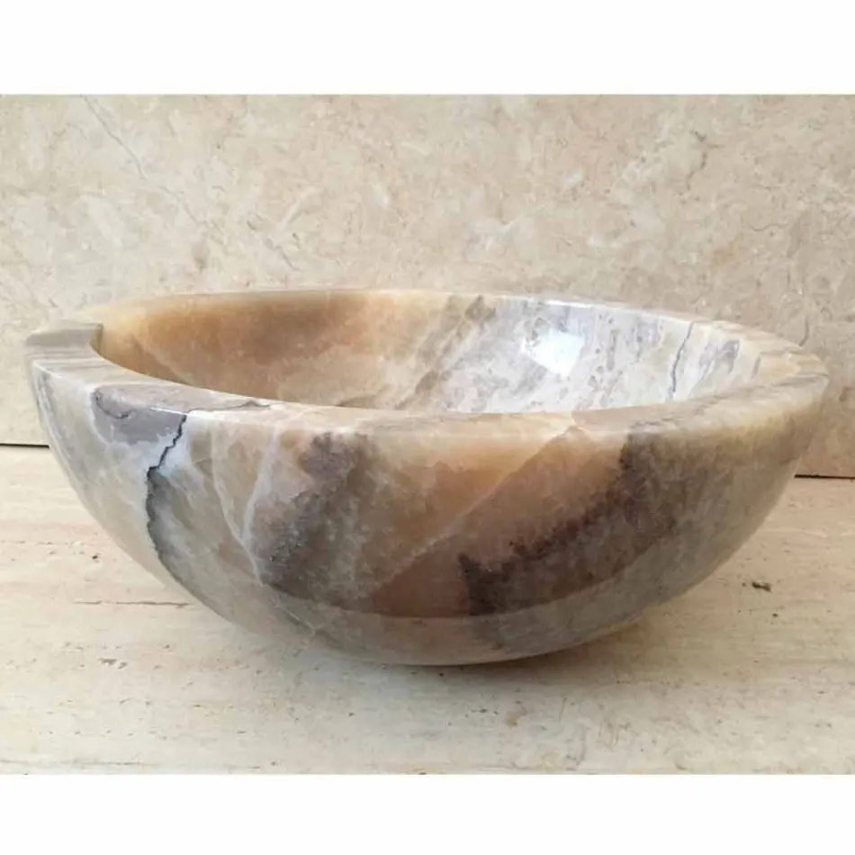 Lavatório de apoio em pedra ônix natural Ana, feito à mão Viadurini