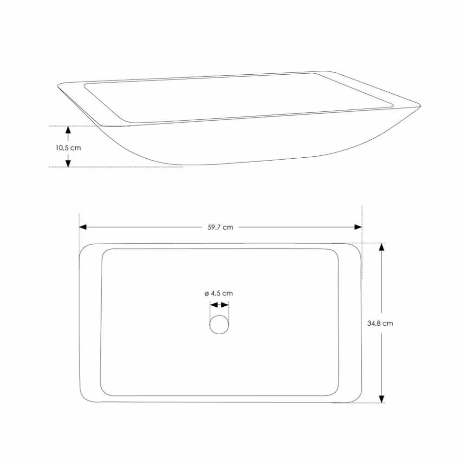 Lavatório Retangular de Bancada em Superfície Sólida Branca - Albertina Viadurini
