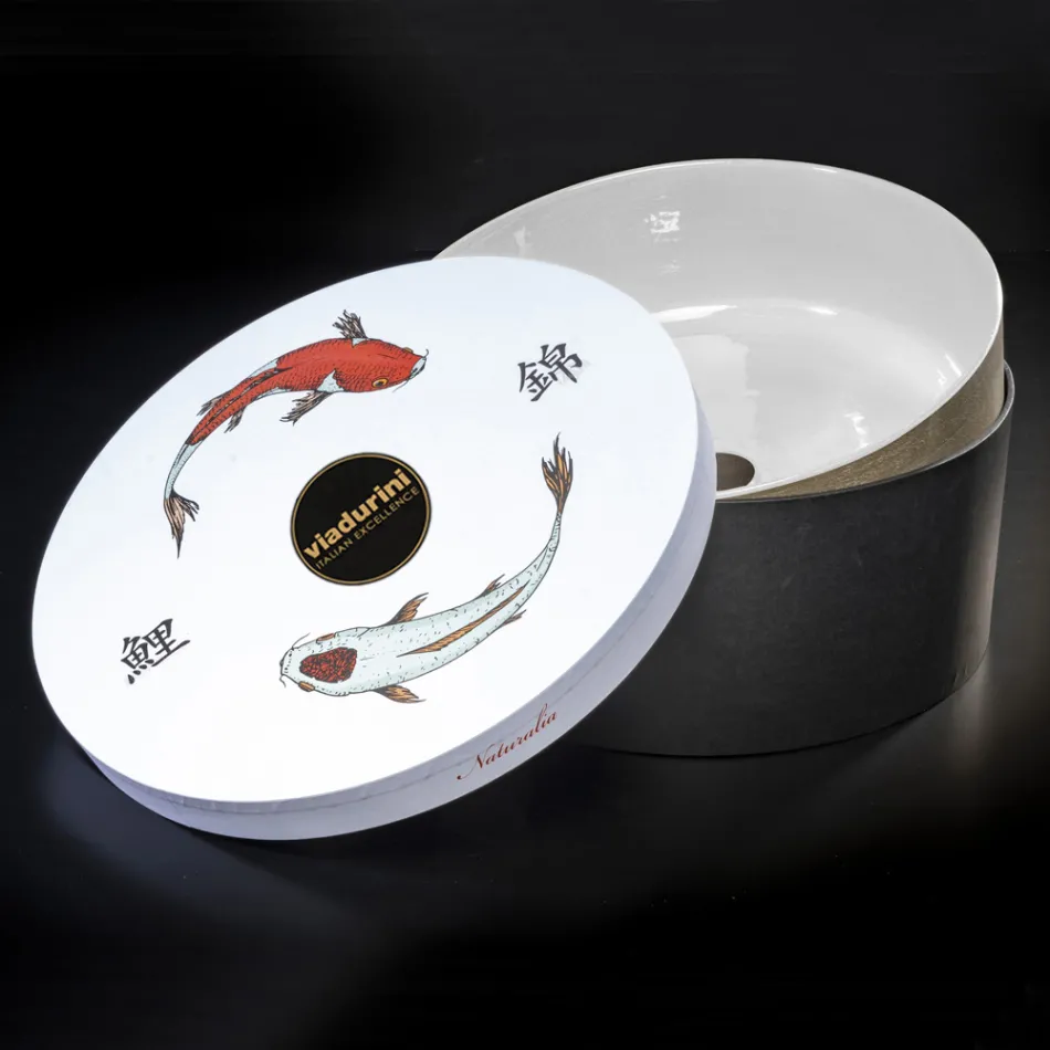 Lavatório de banheiro de design branco em barro refratário fabricado na Itália - Tatiana Viadurini