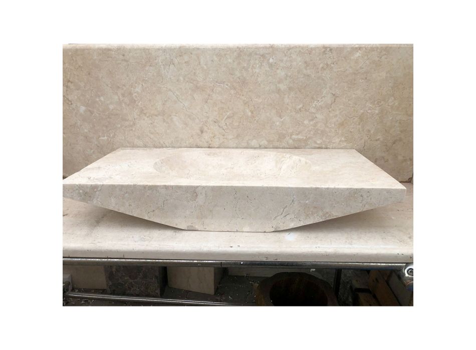 Lavatório de pedra natural branco Vox, peça única Viadurini