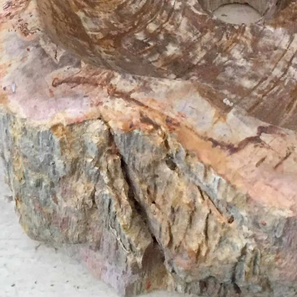 Pia do banheiro de design em madeira fóssil Star mini, peça única Viadurini