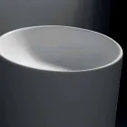 Lavatório autônomo para banheiro em resina branca com formato cilíndrico - Libertino Viadurini