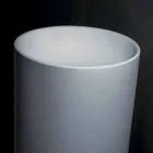 Lavatório autônomo para banheiro em resina branca com formato cilíndrico - Libertino Viadurini