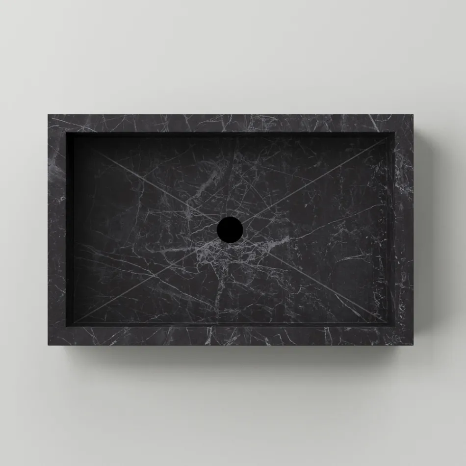 Lavatório de banheiro em porcelanato porcelanato efeito mármore feito na Itália - Ludmilla Viadurini