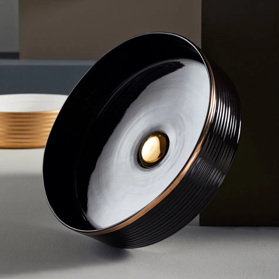 Pia de banheiro em grés porcelanato torneado à mão Made in Italy - Dardos Viadurini