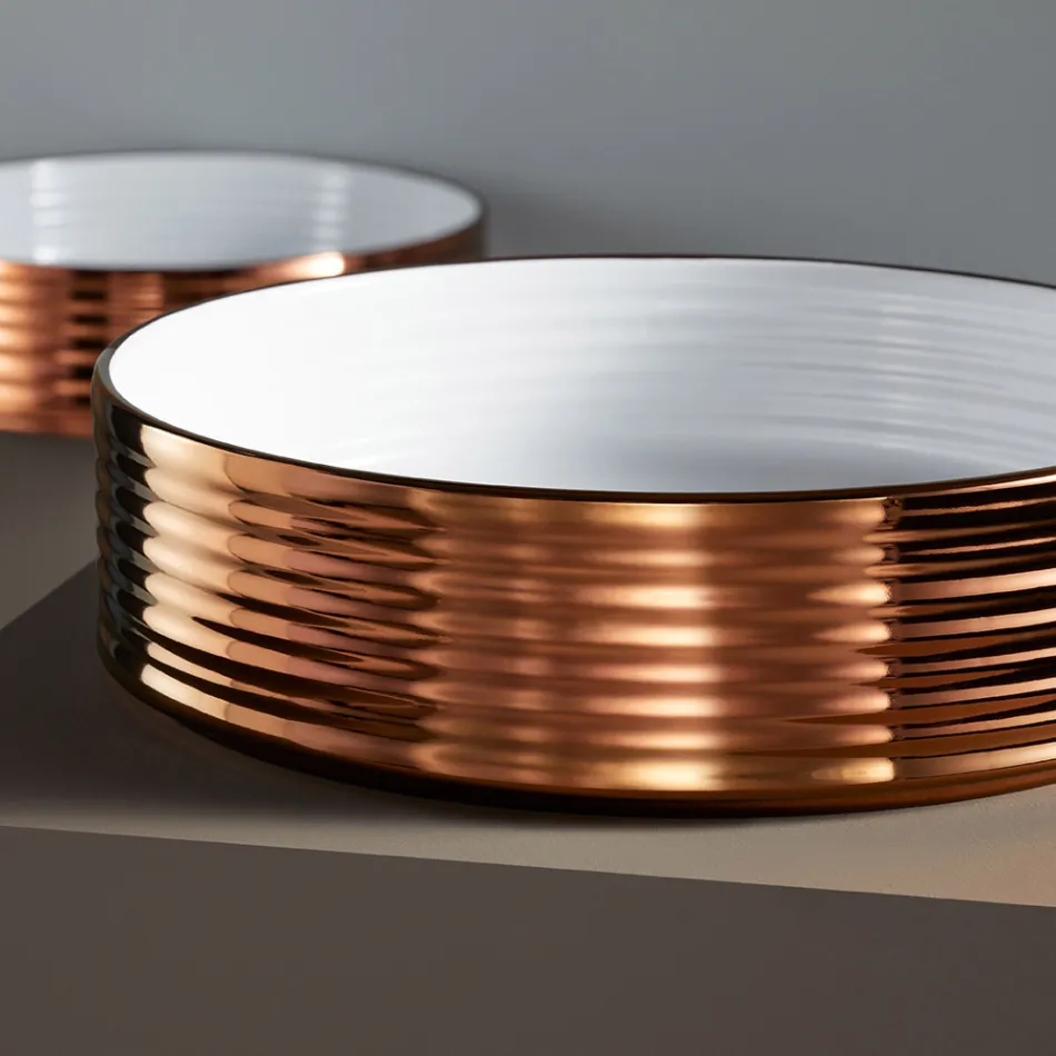 Pia de banheiro em grés porcelanato torneado à mão Made in Italy - Dardos Viadurini