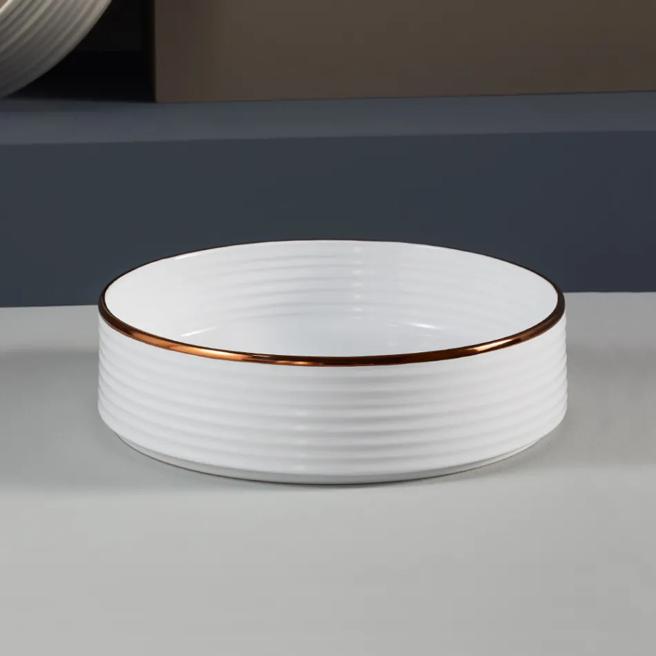 Pia de banheiro em grés porcelanato torneado à mão Made in Italy - Dardos Viadurini