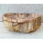 Estrela em pé lavatório de madeira fóssil do banheiro, peça única de design Viadurini