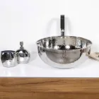 Lavatório Redondo de Bancada em Latão Cromado Martelado - Diamante Viadurini