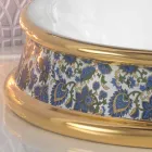 Pia do banheiro semi-recesso em argila de fogo e ouro made in Italy, Manilo Viadurini