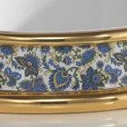 Pia do banheiro semi-recesso em argila de fogo e ouro made in Italy, Manilo Viadurini