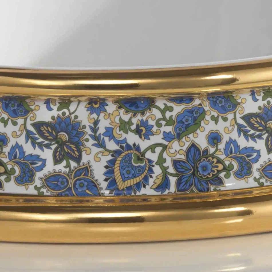 Pia do banheiro semi-recesso em argila de fogo e ouro made in Italy, Manilo Viadurini