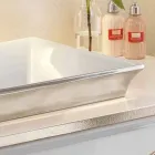 Pia do banheiro semi-recesso em argila de fogo e platina feita na Itália, Guido Viadurini