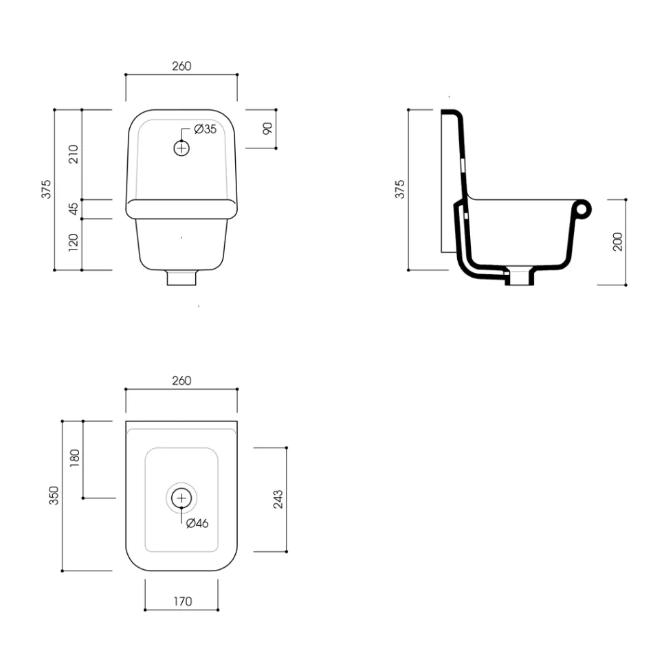 Lavatório suspenso de cerâmica colorida estilo vintage 26 cm - Jordan Viadurini