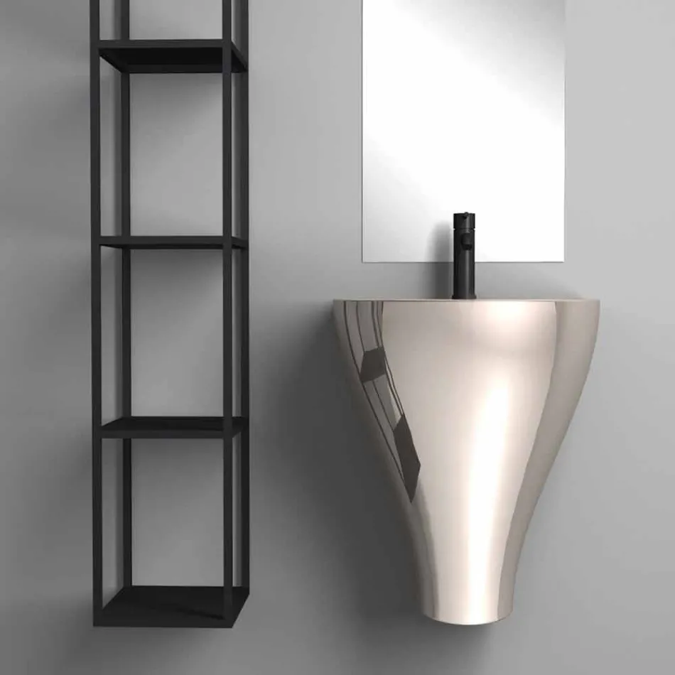 Parede de cerâmica moderna pendurada pia do banheiro feita na Itália, Fiorello Viadurini