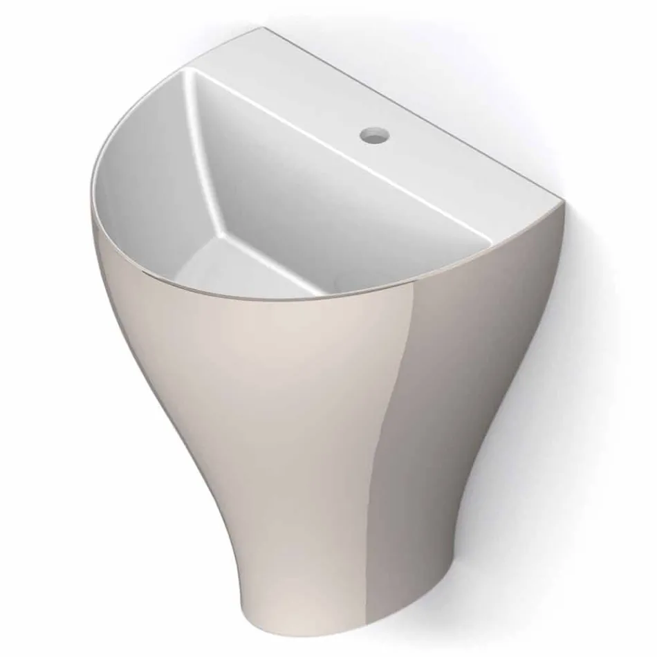 Parede de cerâmica moderna pendurada pia do banheiro feita na Itália, Fiorello Viadurini