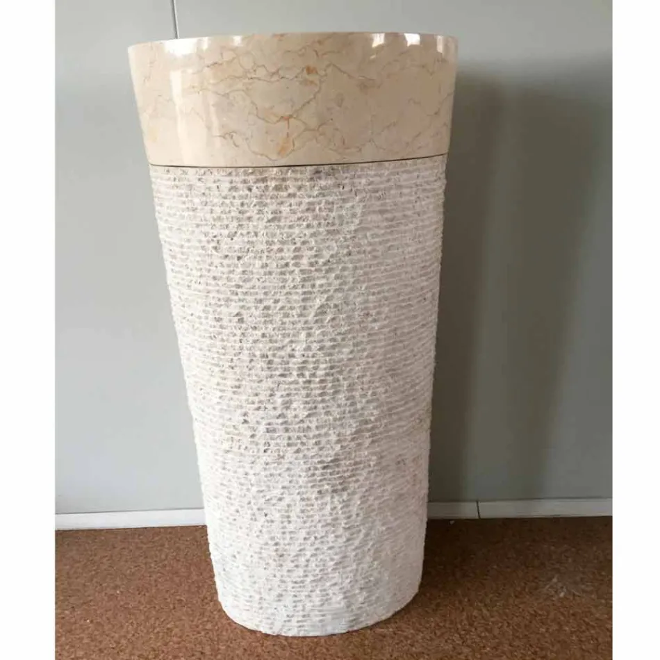 Siro design lavatório branco em pedra natural, peça única Viadurini