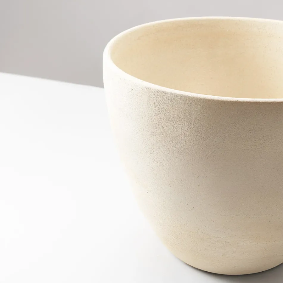 Pia de bancada cônica em cerâmica refratária torneada à mão - Orbite Viadurini