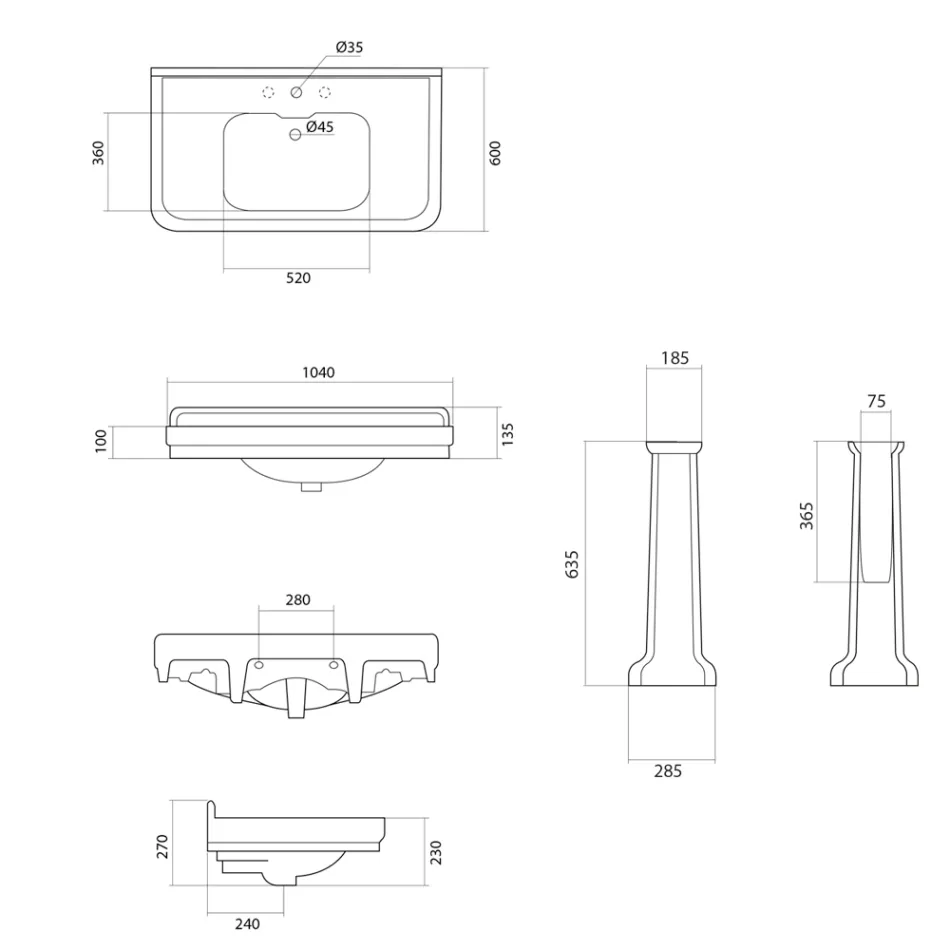 Lavatório para console de coluna em cerâmica branca Made in Italy - Wollie Viadurini