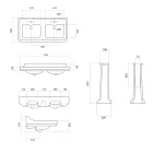 Lavatório para console de coluna em lavatório duplo de cerâmica Made in Italy - Wollie Viadurini