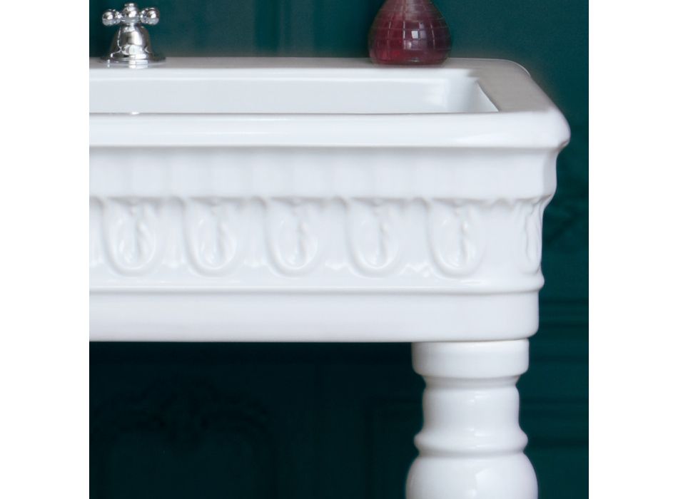 Lavatório para console em cerâmica branca Made in Italy Classic Design - Areta Viadurini