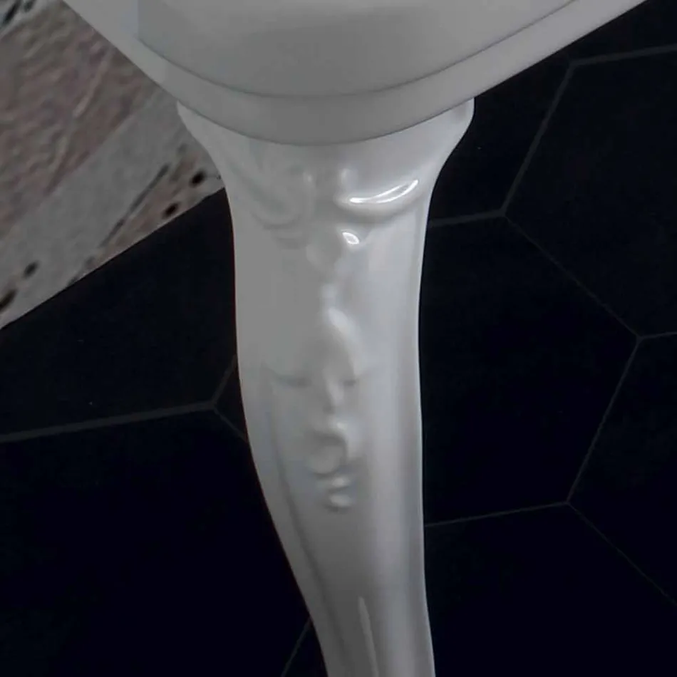 Lavatório para console em cerâmica branca de design clássico italiano, Swami Viadurini