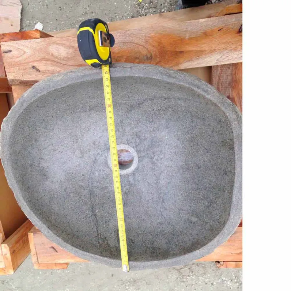 Lavatório artesanal de bancada em pedra natural moderna do rio - Aurea Viadurini