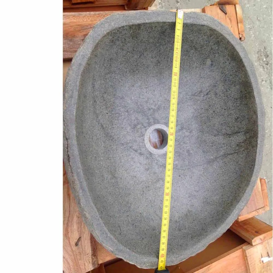 Lavatório artesanal de bancada em pedra natural moderna do rio - Aurea Viadurini