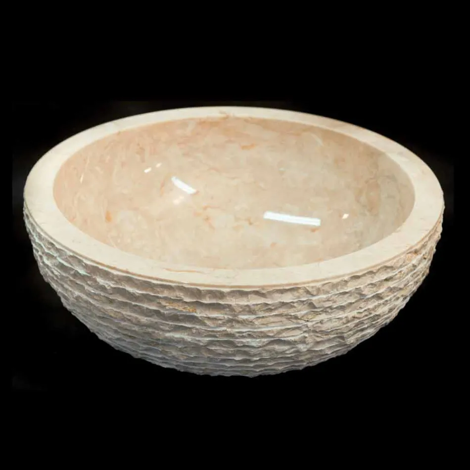 Lavatório Branco suportando pedra natural Finn, uma peça Viadurini