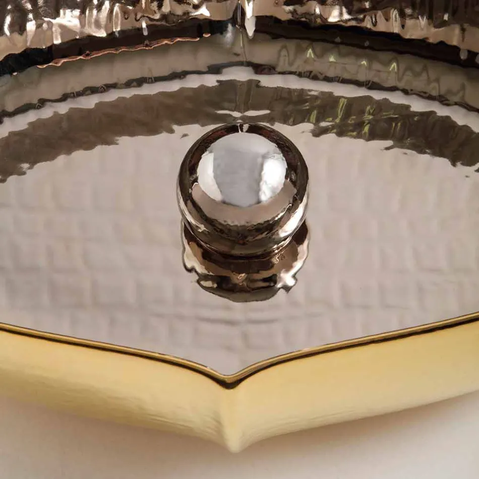 Lavatório de bancada de cerâmica e ouro de bancada feito em Itália Oscar design Viadurini