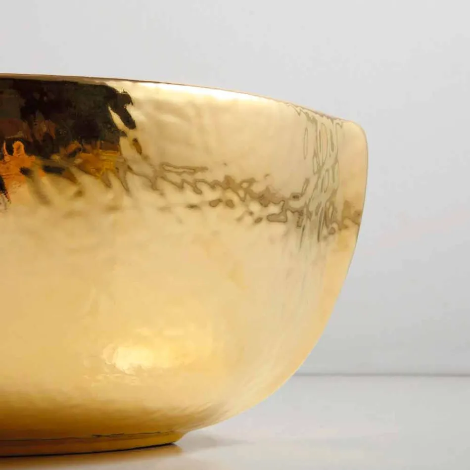 Lavatório de bancada de cerâmica e ouro de bancada feito em Itália Oscar design Viadurini